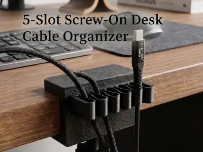 5-Slot Screw-On Desk Cable Organizer