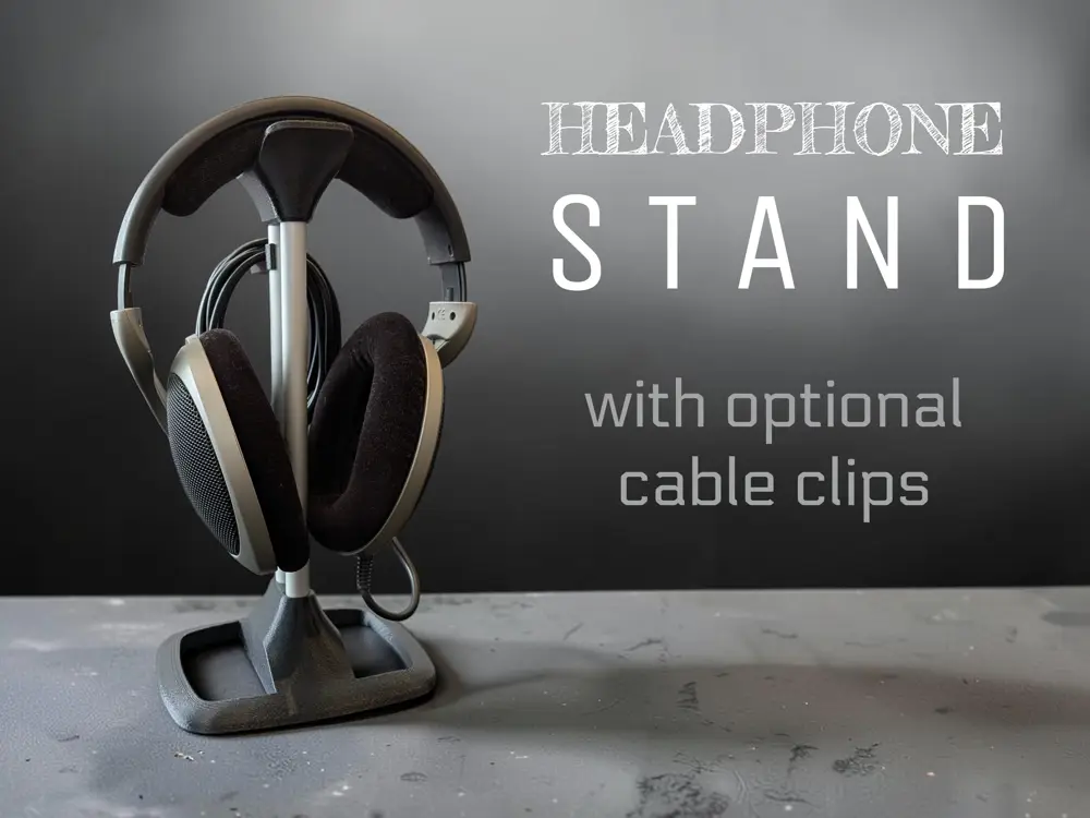 Headphone Stand with optional cable clips