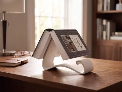 Wavy book stand with triple functionality