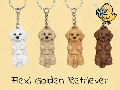 Golden Retriever Keychain – Articulated Flexi Cude Dog Toy