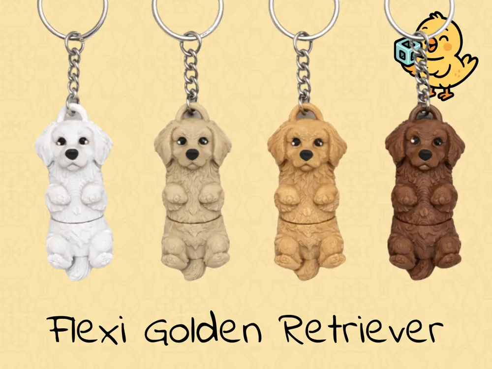 Golden Retriever Keychain – Articulated Flexi Cude Dog Toy