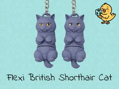 British Shorthair Cat Keychain – Articulated Flexi Kitten