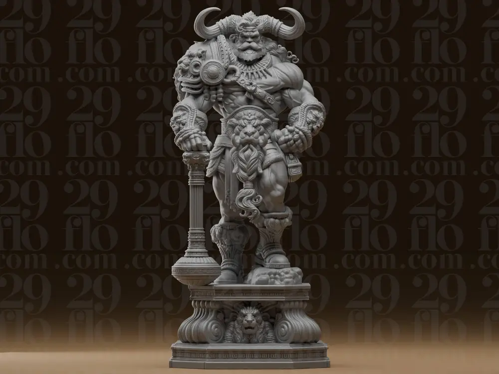 #398 Horned Barbarian Champion Classical Fantasy Statue