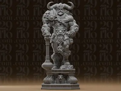 #398 Horned Barbarian Champion Classical Fantasy Statue