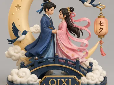 Qixi Festival Diorama – 3D Printable Display Model