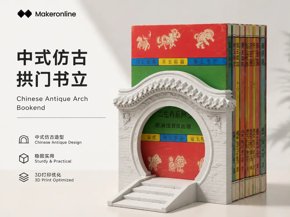 中国风仿古拱门书立 Antique Chinese arch bookends
