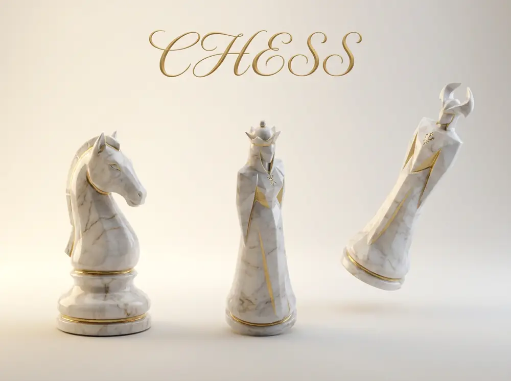 Minimalist Geometric Chess Pieces (Set Only)