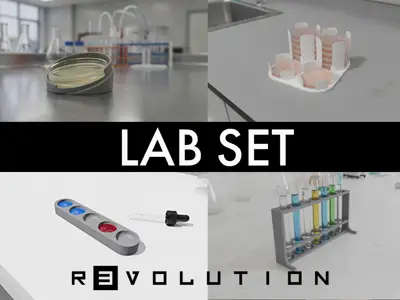 Lab Set - Petri Dish Holder, Display Unit. Test Tube Holder. Sample Mix Tray