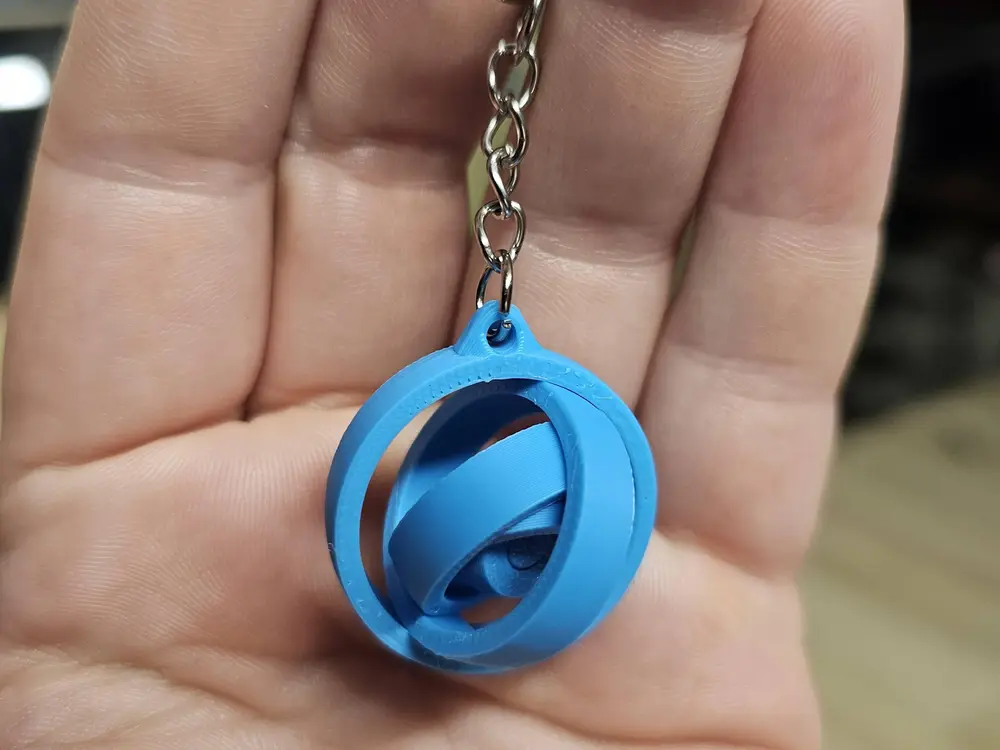 Gyroscopic Ring Keychain – Print-in-Place Fidget Keyfob