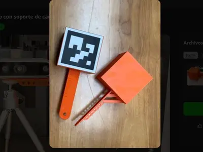 cubo marcador aruco con soporte de cámara