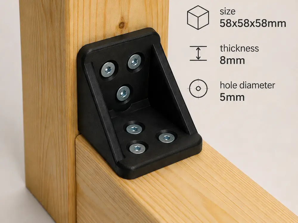 90° Angle Bracket for 60mm Timber | Hex Nut & Countersunk Versions