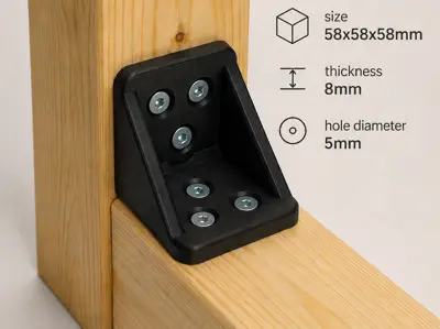 90° Angle Bracket for 60mm Timber | Hex Nut & Countersunk Versions