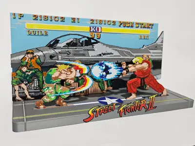 Guile Stage Street Fighter 2 Pixel Art Diorama