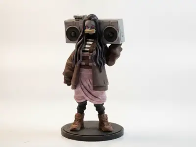 Urban Streetwear Version Of Nezuko From Demon Slayer Figurine 3D Printable