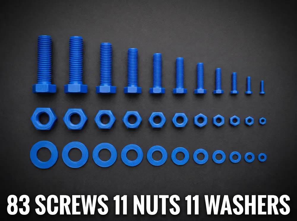 Screws Nuts Washers | M3 to M24 | 105 Parts