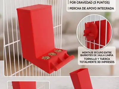 Comedero de Gravedad para Pájaros / Universal Bird Cage Feeder 3D Lock