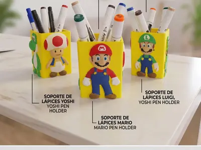 Super Mario Pen Holder Collection - Colección Portalápices Mario Luigi Yoshi Toad