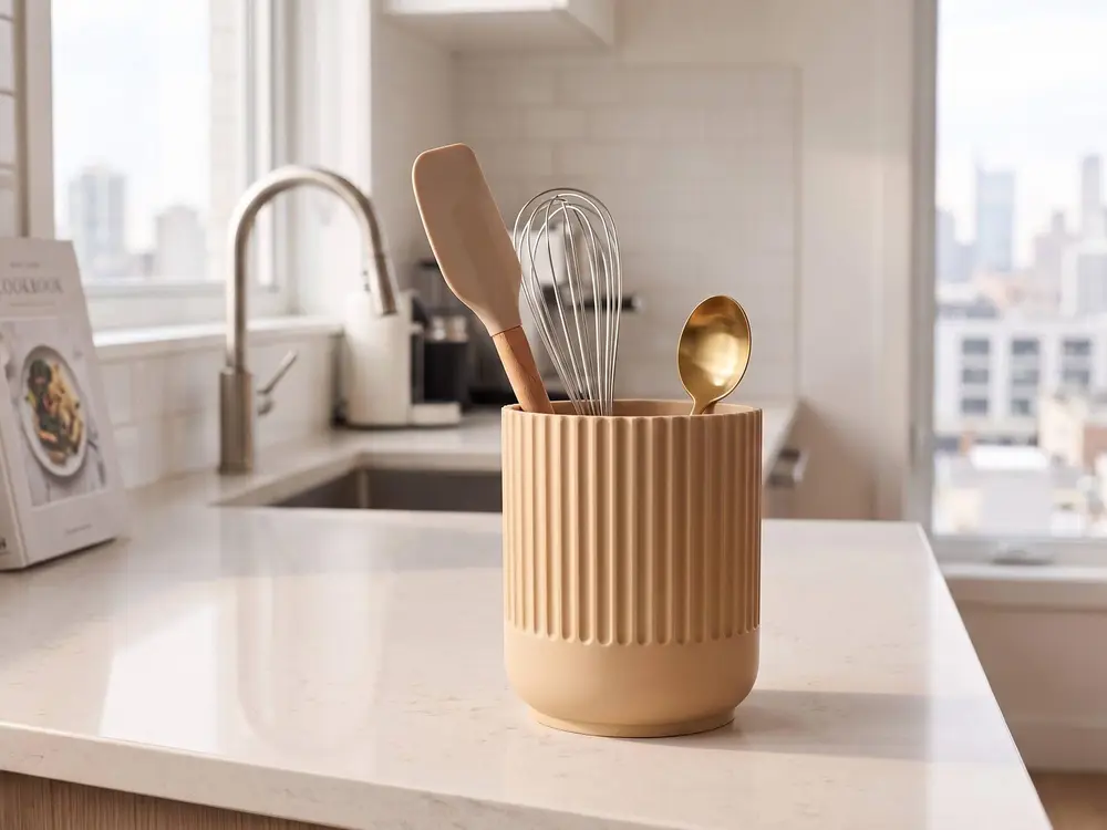 Japandi-style kitchen utensil holder