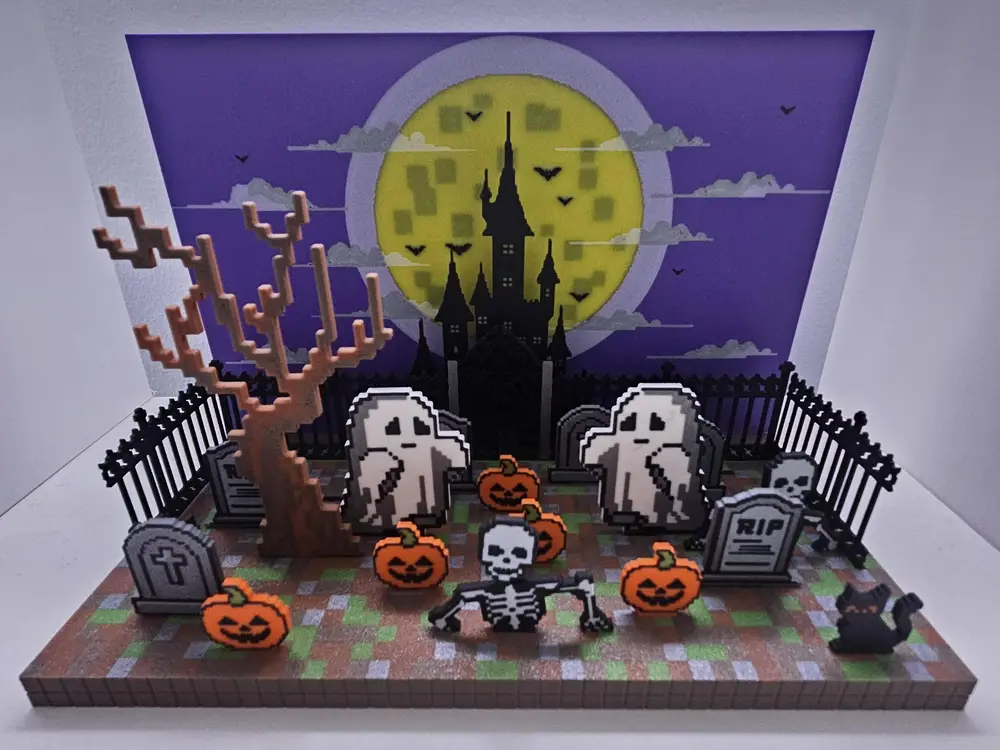 Halloween Diorama Graveyard Pixel Art