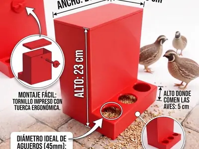 No-Waste Chicken Feeder / Comedero 2en1 Gallinas y Codornices - Floor & Cage Mount