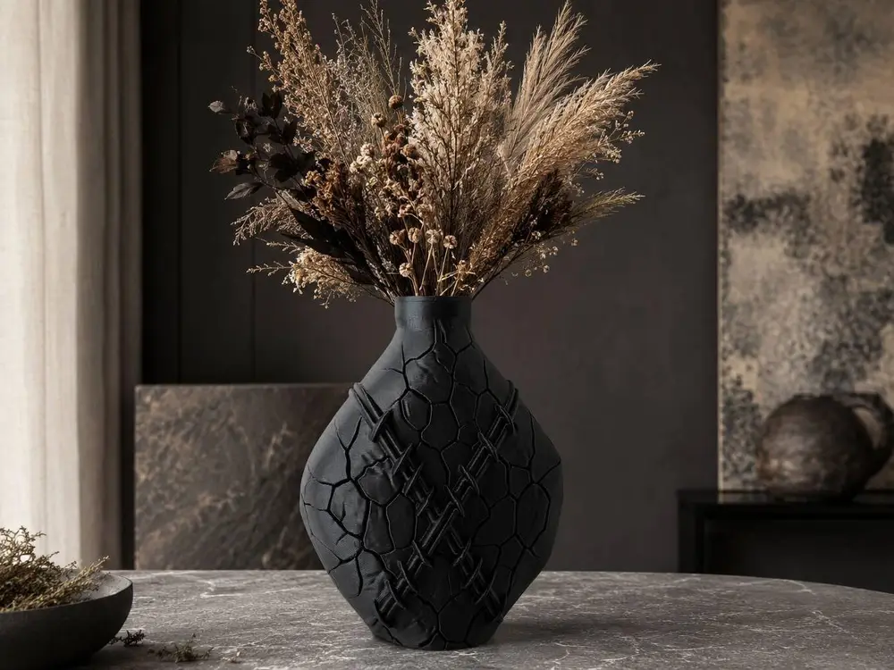 Cracked Stitched Vase - Gothic Minimalist Decor