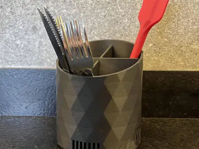 Kitchen Utensil Holder with Drainage and Dividers