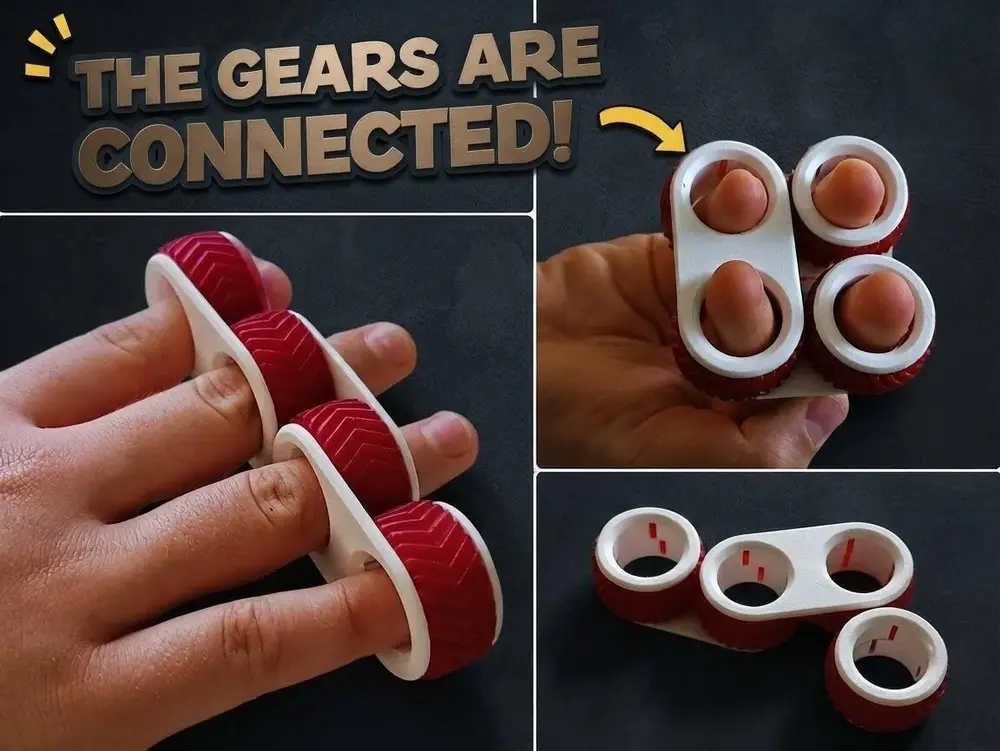 Meshing Gears Finger Fidget-Video included-(No Supports)