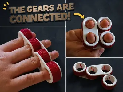 Meshing Gears Finger Fidget-Video included-(No Supports)