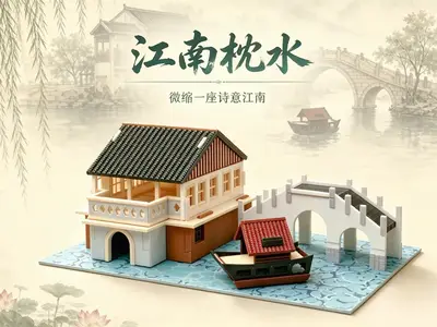 全3D打印套卡-江南枕水微缩模型