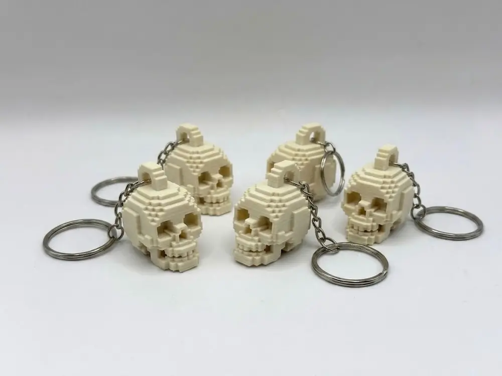 Pixel Skull Keychain