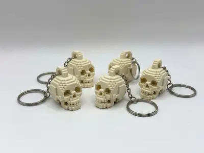 Pixel Skull Keychain