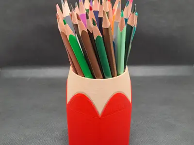 Colored pencil-shaped pencil holder