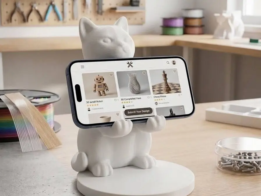 Cat Phone Holder Desk Stand | Soporte de Teléfono Gato para Escritorio