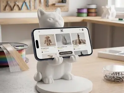 Cat Phone Holder Desk Stand | Soporte de Teléfono Gato para Escritorio