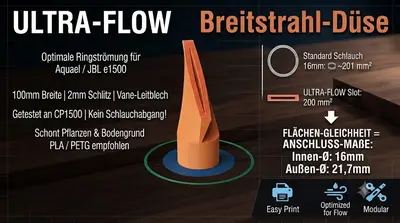 ULTRA-FLOW Breitstrahl-Düse (100mm) – Optimale Strömung 16mm / 21mm