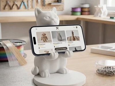 Cat Phone Holder Desk Stand | Soporte de Teléfono Gato para Escritorio