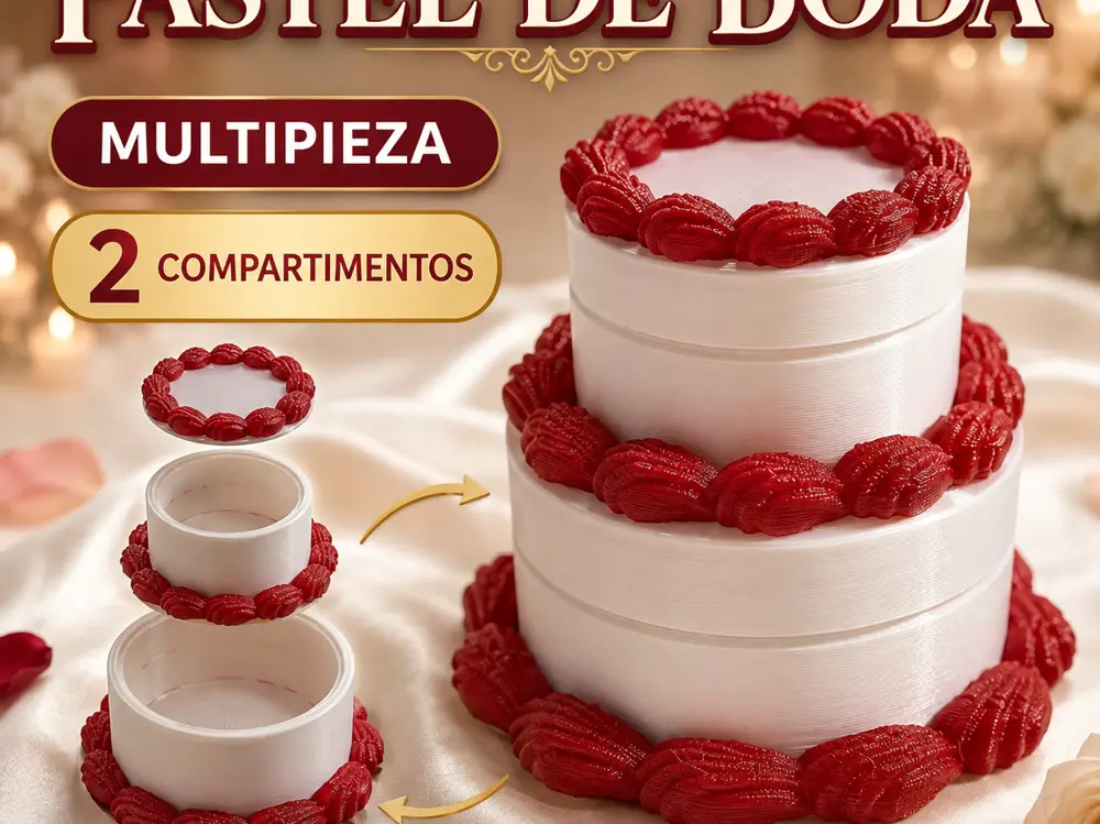 Pastel de boda encastrable con compartimentos, en multipartes, Kobra X