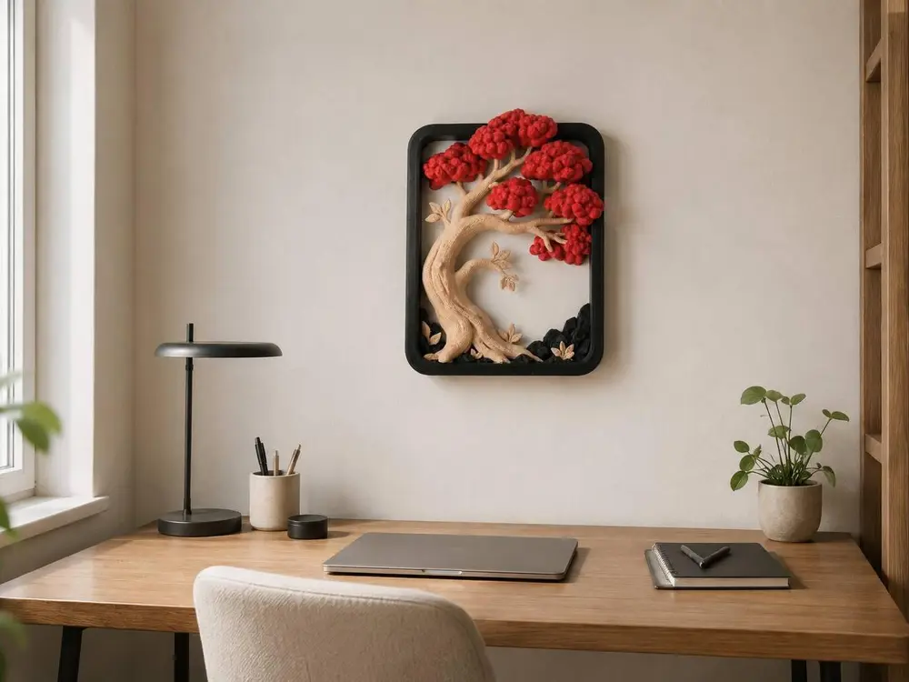 Red Tree of Life Relief Sculpture