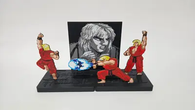 Ken Street Fighter 2 Pixel Art Figure