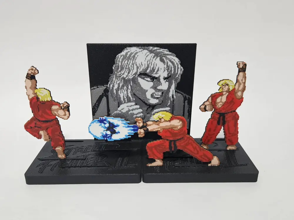 Ken Street Fighter 2 Pixel Art Figure