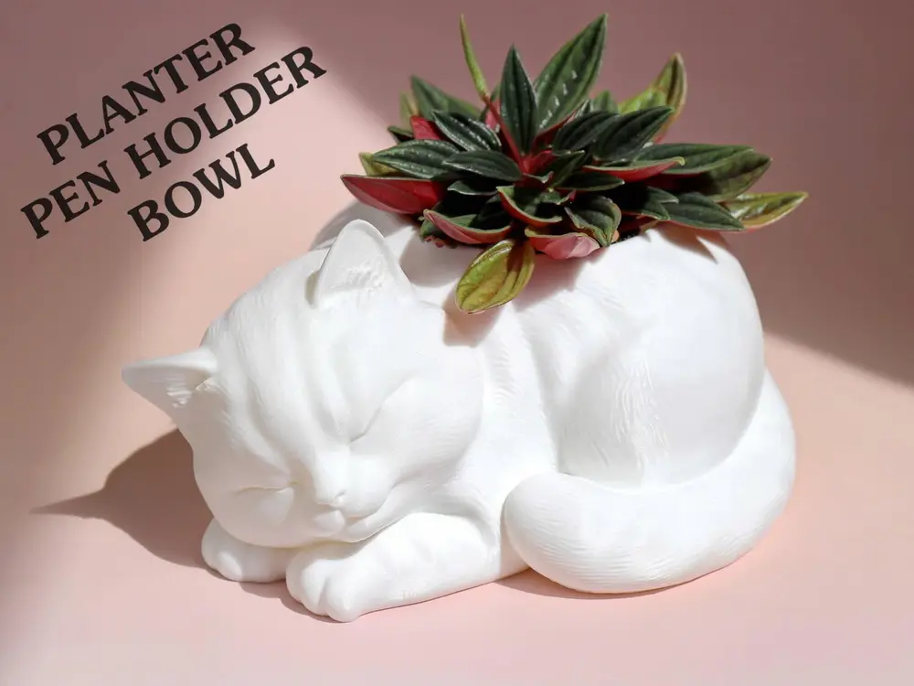 Sleeping Cat Planter / Pen Holder