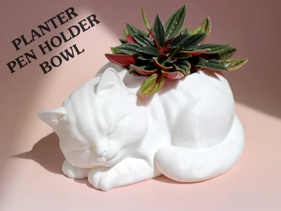 Sleeping Cat Planter / Pen Holder