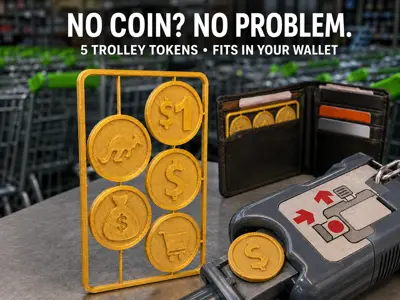 No Coin? No Problem! – 5 Trolley Token Wallet Kit Card