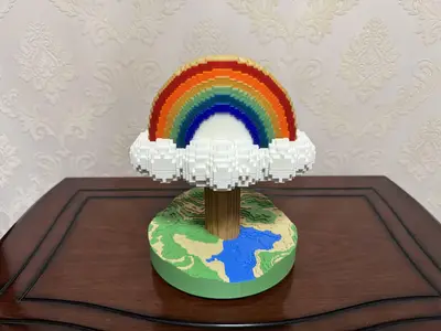 Pixel Rainbow World Tree - Table Lamp 像素彩虹世界树-台灯