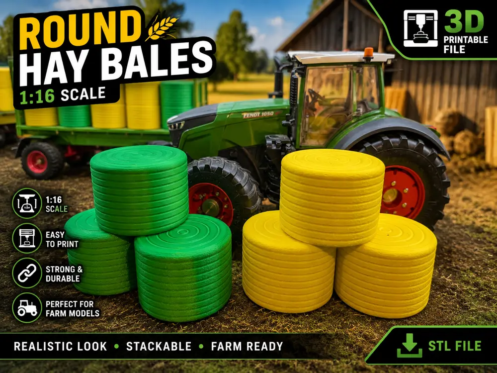1:16 Scale Round Hay & Silage Bales (Bruder & RC Compatible)