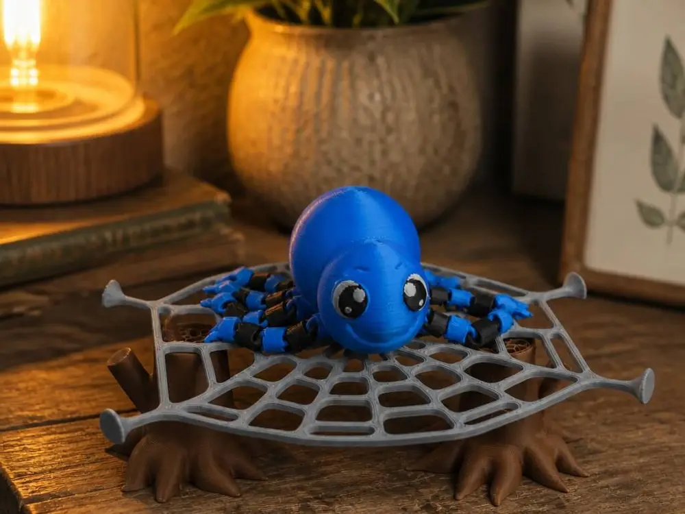 Flexi Spider on Web, Articulated Halloween Toy