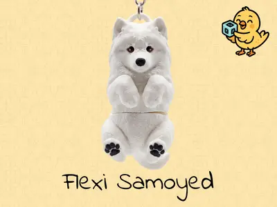 Samoyed Dog Keychain – Articulated Flexi Toy Cute