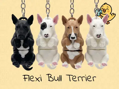 Bull Terrier Dog Keychain – Articulated Flexi Cute Toy