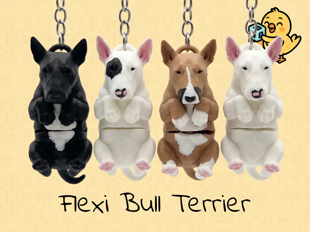 Bull Terrier Dog Keychain – Articulated Flexi Cute Toy