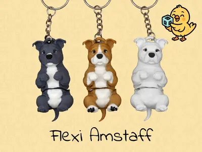 Amstaff Keychain – Articulated Flexi Cute Dog Toy